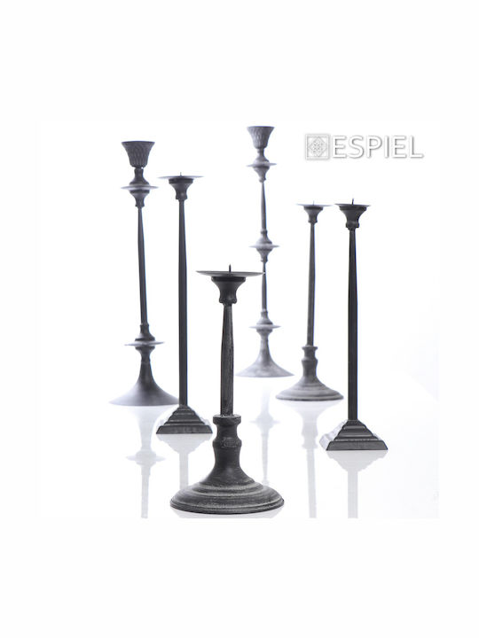 Espiel Candle Holder Metal Grey 15.5x15.5x49cm 1pcs