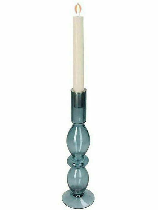 Zaros Candle Holder Glass Blue 37cm 1pcs