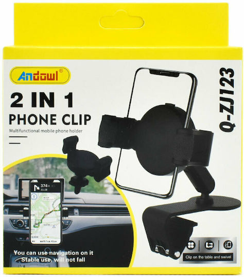 Andowl Car Mobile Mount 4" - 6.5" with Adjustable Hooks Black