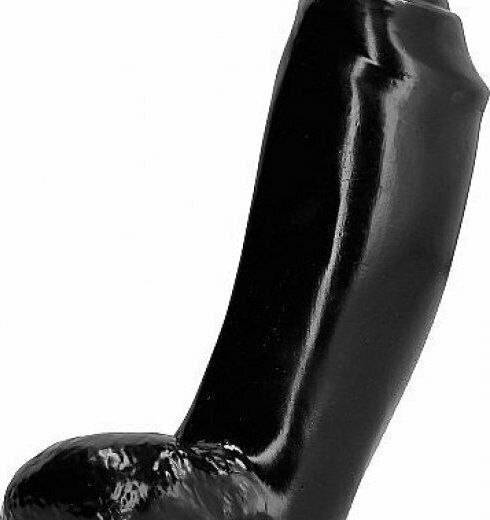 All Black Dong Realistic Ρεαλιστικό Dildo με Όρχεις Μαύρο 18cm