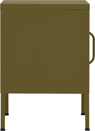 Metallic Bedside Table Λαδί 35x35x51cm