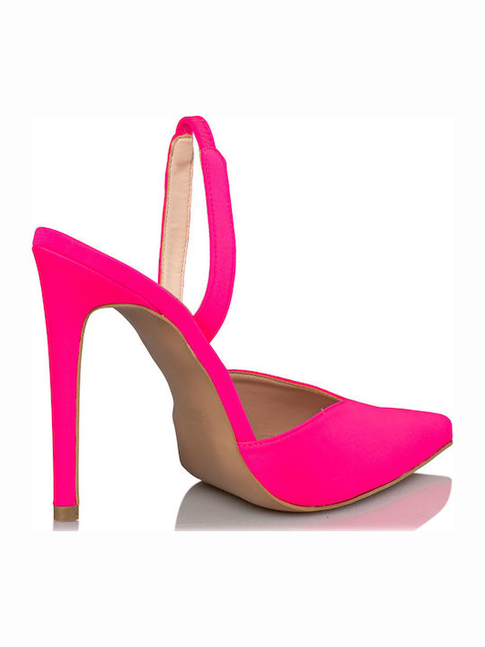 Spitze Zehe Pumps Satin Fuchsie