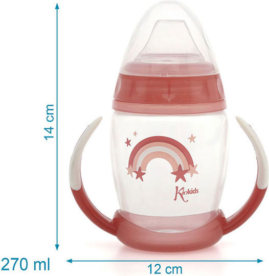 Kiokids Εκπαιδευτικό Μπιμπερό με Λαβές Rainbow 6m+ Pink 270ml