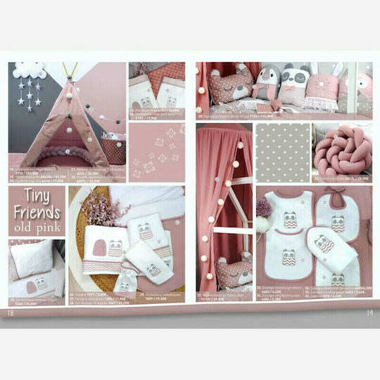 Baby Star Tiny Friends Seturi de cearșafuri pentru bebeluși Pentru Patut Bumbac cu Cauciuc Roz 70x140buc 3buc