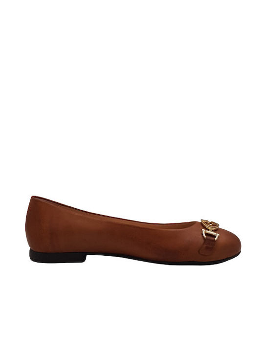 Mourtzi Lederne Damen Ballerinas in Tabac Braun Farbe