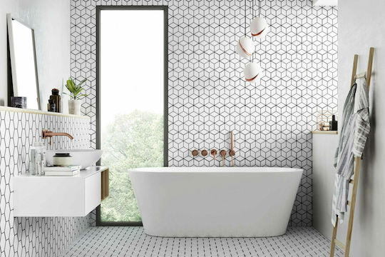 Karag Rhombus Floor / Kitchen Wall / Bathroom Matte Ceramic Tile 51x26.5cm Snow