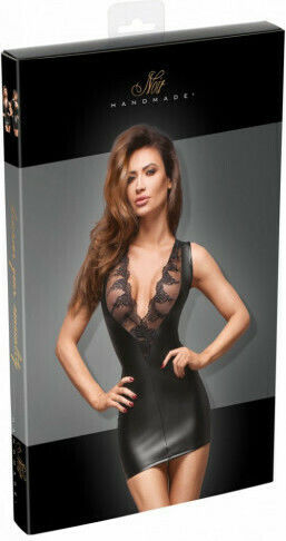 Noir Handmade Mini Dress Deep V Cut Κορμάκι Μαύρο