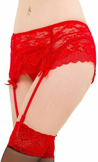 Queen Lingerie Lace Garter Belt & Thong Sexy Dessous-Set Rot