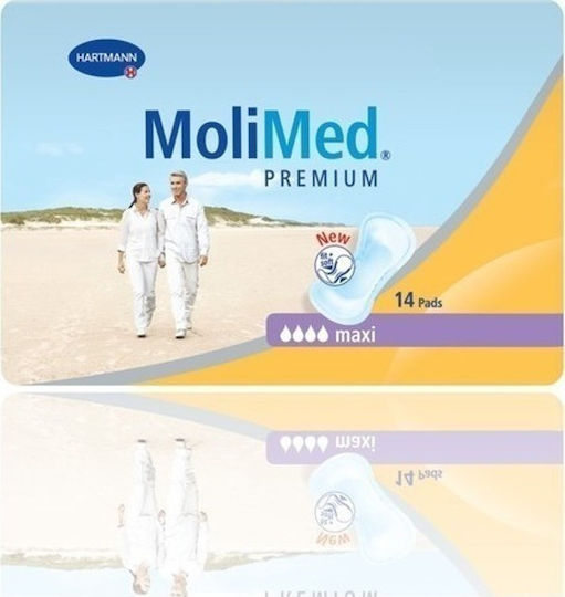 Hartmann MoliMed Premium Maxi Unisex Σερβιέτες Ακράτειας Αυξημένης Ροής 4 Σταγόνες 14τμχ