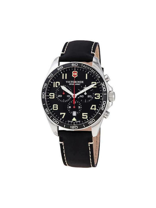 Victorinox Fieldforce Watch Chronograph Battery with Black Leather Strap