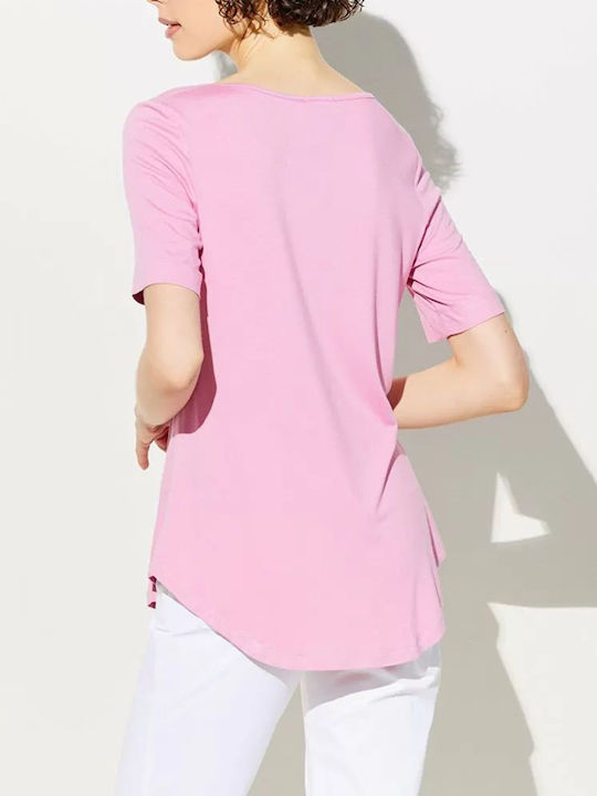 Forel Damen Sommer Bluse Kurzärmelig Rosa