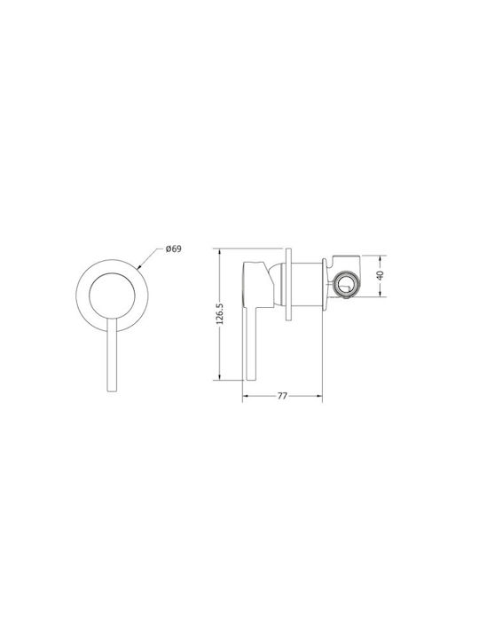 Viospiral Etna Built-in Faucet Mixer for for Bathroom Sink 1 Exit Silver