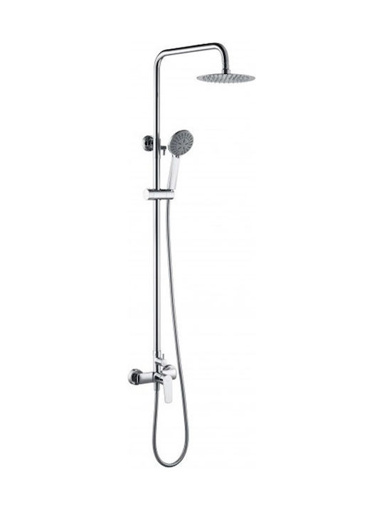 Imex Belgica Adjustable Shower Column with Mixer 95-132cm Silver