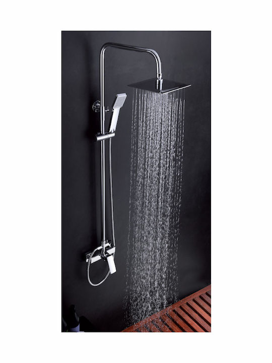 Imex Bali Ρυθμιζόμενη Στήλη Ντουζ με Μπαταρία 98-140cm Ασημί