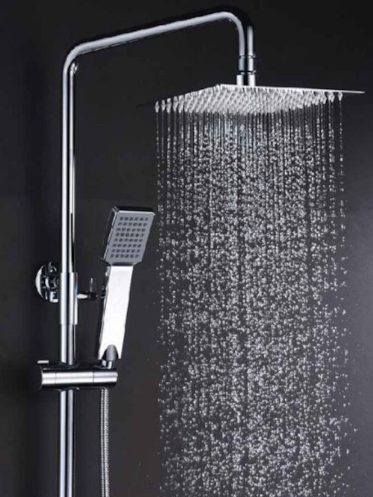 Imex Nassau Adjustable Shower Column with Bathtub Mixer 87-123cm Silver