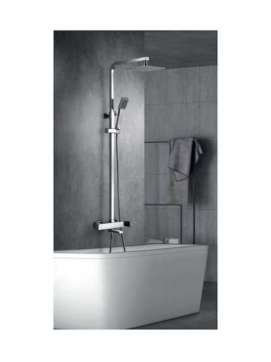 Imex Fiyi Adjustable Shower Column with Mixer 116-160cm Silver