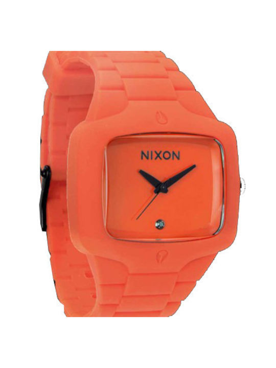 Nixon Uhr Batterie mit Orange Kautschukarmband