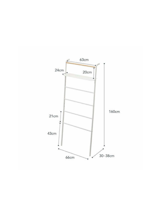 Yamazaki YMZK Floor Standing Bathroom Ladder with 6 Positions ​66x160cm White