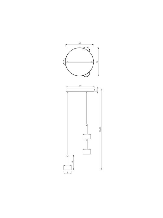 Milagro Arena Pendant Light Three-Light for Socket GX53 White