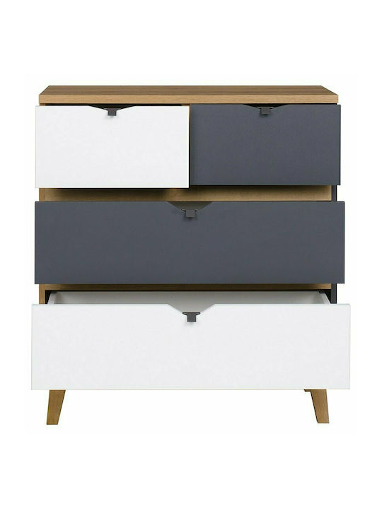 Kids Chest of Drawer Memone Φυσικό - Γκρι with 4 Drawer 81x40x90εκ.