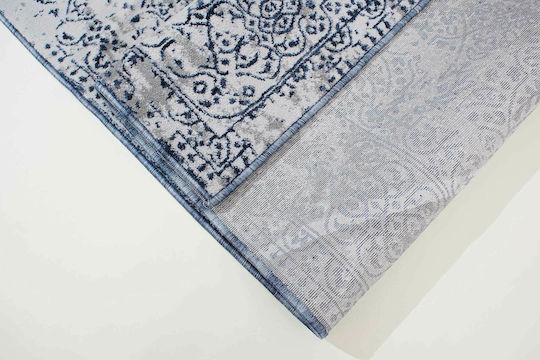 Madi Nepal Set Modern Schlafzimmer-Teppichsets Synthetisch,Polyester/Cotton/Leather Grey Navy 5901 GREY NAVY-BED SET 3Stück