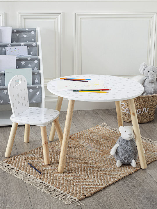 Детски Стол Звезди Бял 32x31.5x50бр