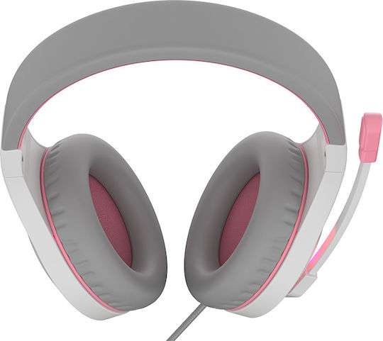 Meetion HP021 Over Ear Gaming Headset with Connection 3.5mm / USB White/Pink