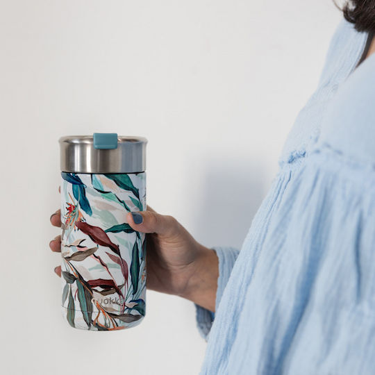 Quokka Boost Coffee Glass Thermos Stainless Steel BPA Free 400ml Bouquet