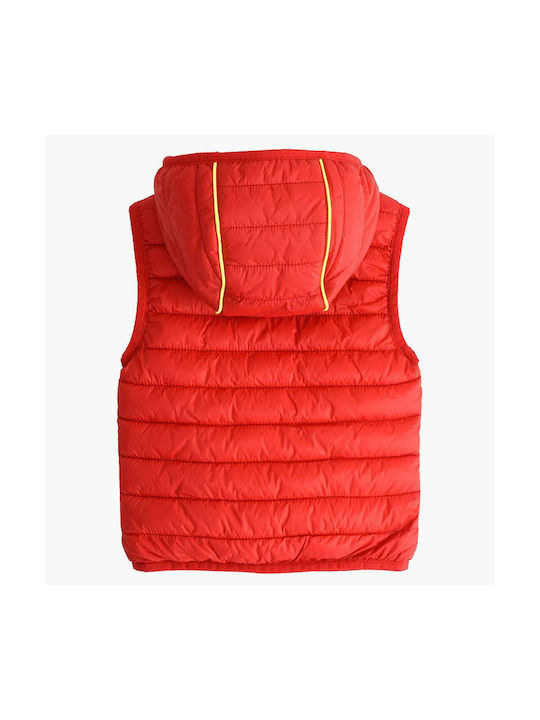 iDO Kids Quilted Jacket Sleeveless short Hooded Red