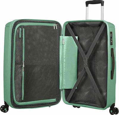 American Tourister Sunside Spinner Exp Large Travel Suitcase Hard Green with 4 Wheels Height 77cm