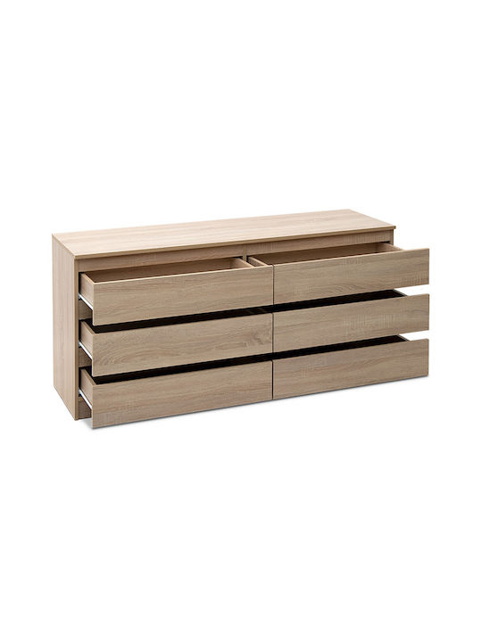 Engelsen Wooden Chest of Drawers with 6 Drawers Sonoma 153x46x71cm