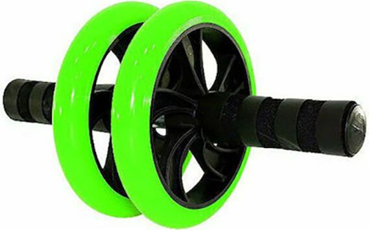 Abdominal Wheel Green with Anti-Slip Handles & Mat Διπλή
