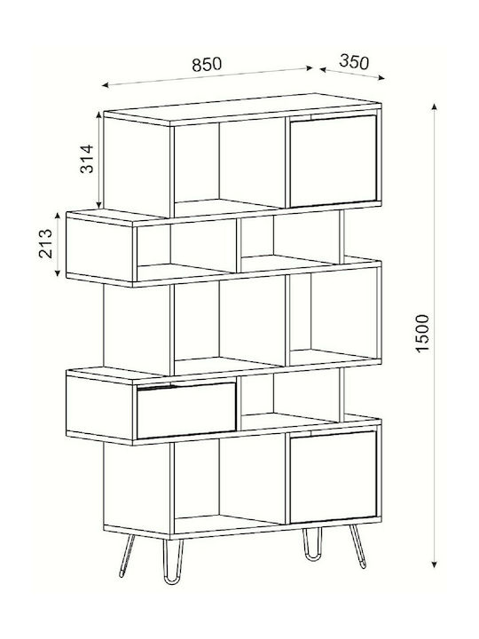 Библиотека Match Естествен / Антрацит 95x35x150см