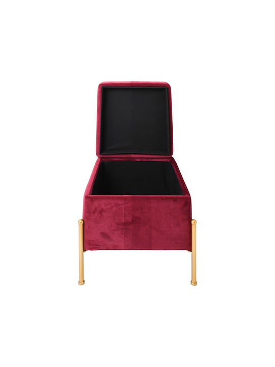 Stools For Living Room with Storage Space Upholstered with Velvet Ray Red Velure 1pcs 40x40x37cm