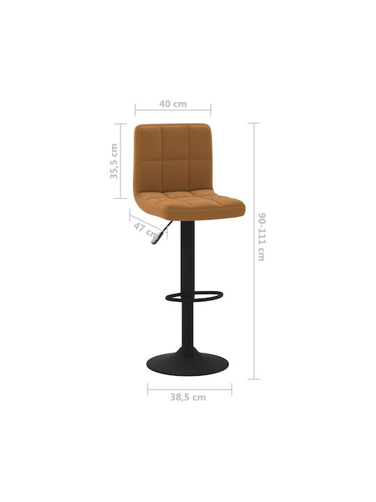 Stool Bar with Back & Adjustable Height Coffee 2pcs 40x47x90-111cm