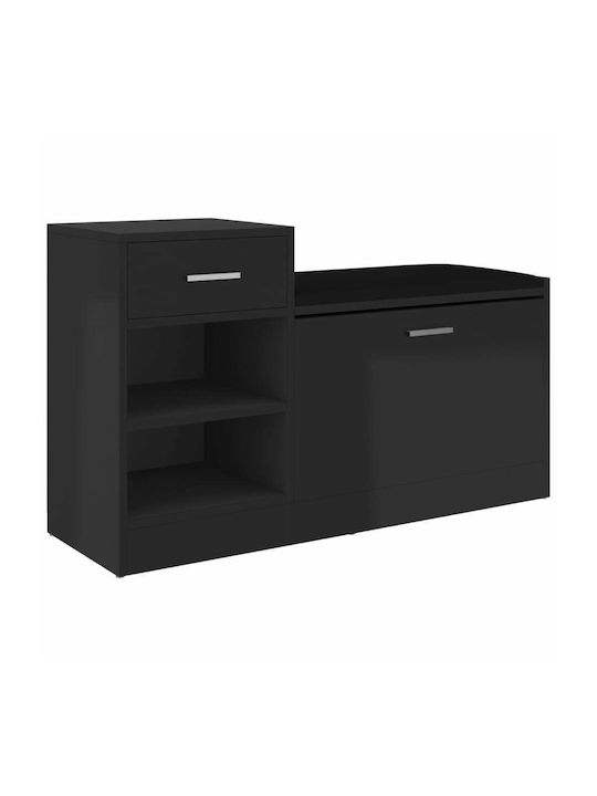 Wooden Shoe Organizer with 4 Shelves Black 94.5x31x57cm