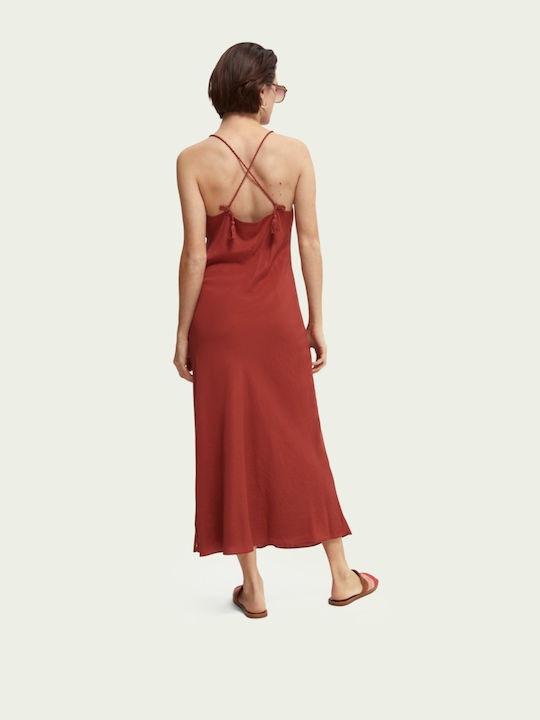 Scotch & Soda Rochii de vară pentru femei Midi Rochie Slip Rochie Red Clay