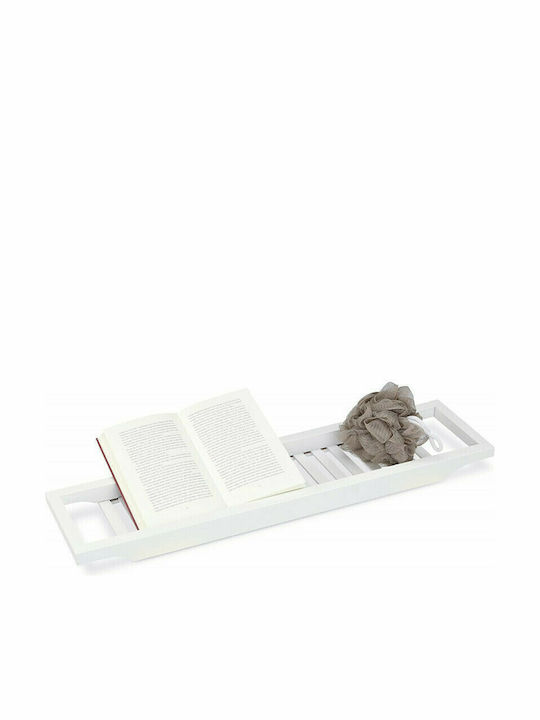 Relaxdays Ραφιέρα Μπανιέρας Ξύλινη 65x15x4cm Λευκή
