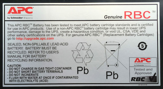 APC Replacement Cartridge 55 Μπαταρία UPS με Χωρητικότητα 18Ah και Τάση 12V
