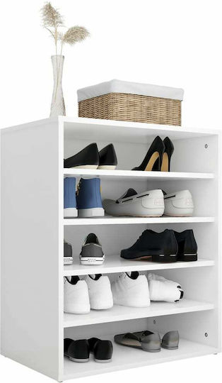 Wooden Shoe Organizer with 5 Shelves White 60x35x70cm