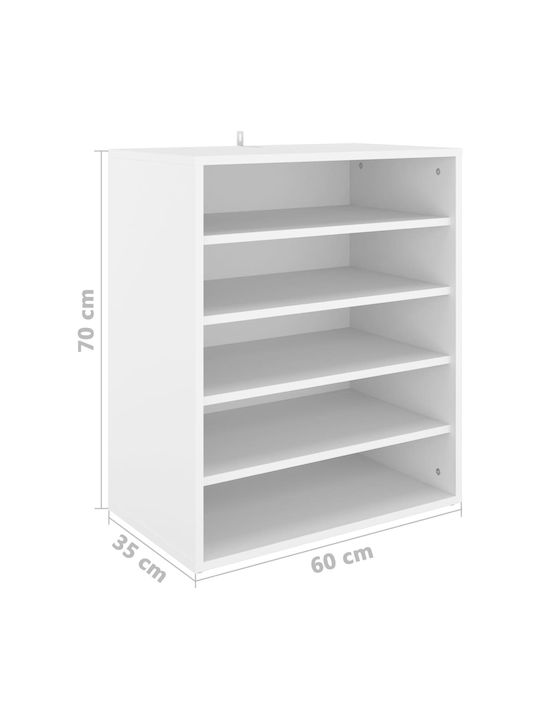 Holz Schuhschrank mit 5 Regalen White L60xW35xH70cm