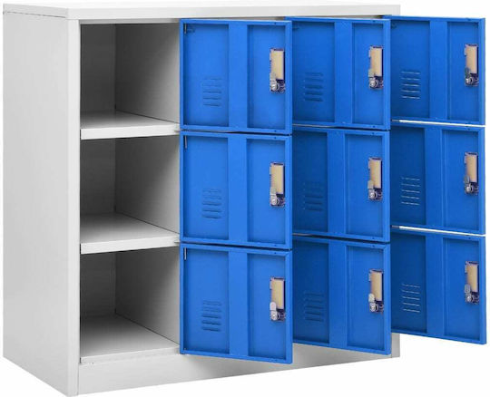 Metallic Locker with Locking Capability with 9 Cabinets Light Grey / Blue 90x45x92.5 cm
