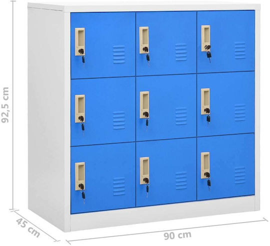 Metallic Locker with Locking Capability with 9 Cabinets Light Grey / Blue 90x45x92.5 cm