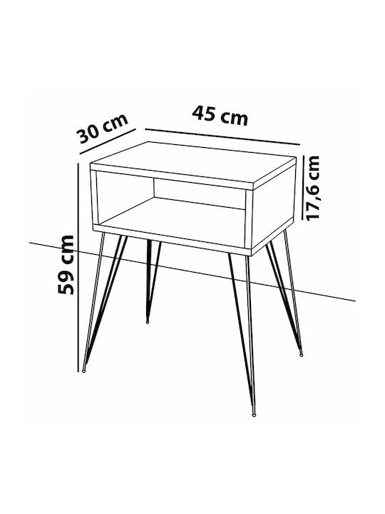 Κομοδίνο Naida Ξύλινο Ivory - Black 45x30x59cm