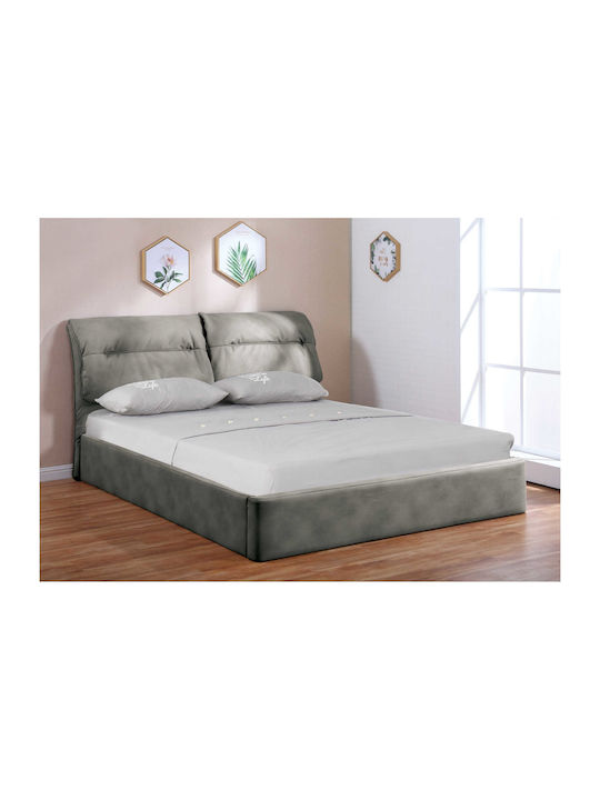 Valiant Κρεβάτι Υπέρδιπλο Επενδυμένο με Ύφασμα Γκρι με Αποθηκευτικό Χώρο & Τάβλες 160x200cm