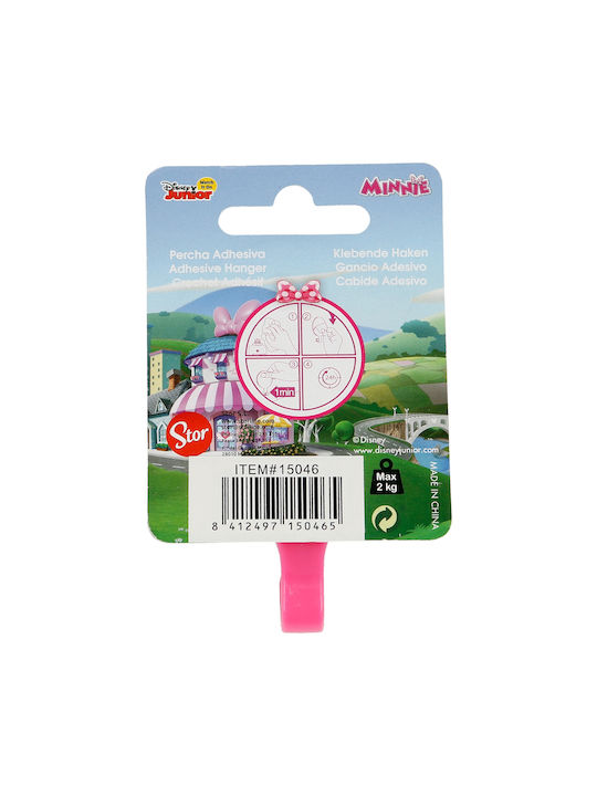 Stor Minnie Mouse Pose Cuiere pentru Copii Un singur cârlig Autocolant Plastic Roz 4.5x2.5x8εκ. 1buc