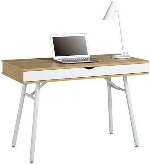 Birou Din Lemn Alb / Natural Cu Picioare Metalice 115x55x75cm EO420