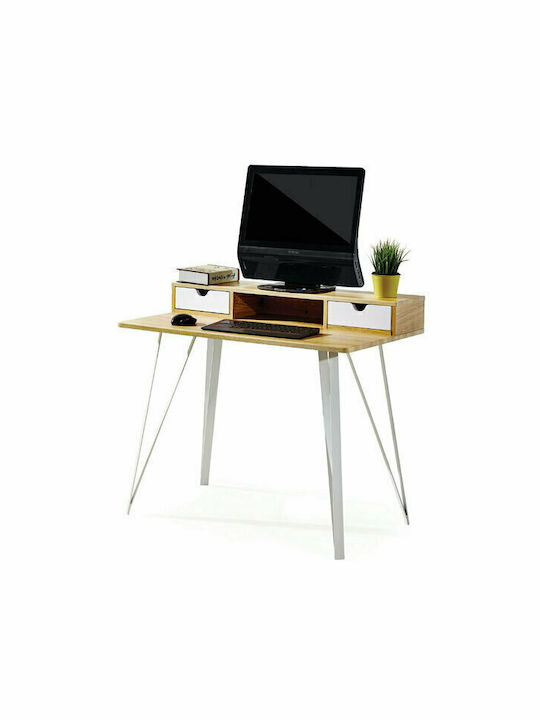 Secretary Desk Wooden Coffee with Metal Legs 100x60x87cm