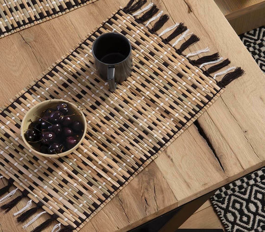 Nef-Nef Homeware Straw Σουπλά Ψάθινο Καφέ-Μαύρο 48x33cm
