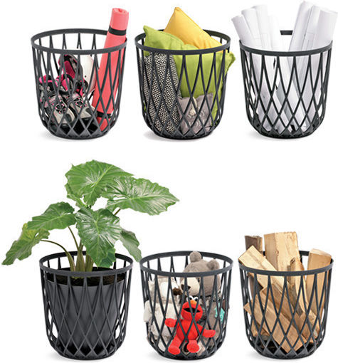 Prosperplast Plastic Storage Basket with Lid Unicubo Black 3pcs IKUBS3S449
